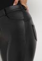 Czarne Spodnie Skinny z Imitacji Skóry Afortte