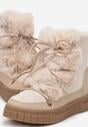 Beżowe Śniegowce Ozdobione Futerkiem Przy Sznurowaniu Avionea