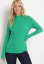 Zielony Prążkowany Sweter z Golfem z Wiskozą i Modalem Nevilla