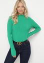 Zielony Prążkowany Sweter z Golfem z Wiskozą i Modalem Nevilla