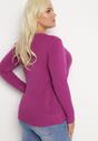 Fioletowy Sweter z Przeszyciami Maialle