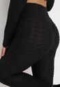 Czarne Legginsy Push Up Ozdobione Tłoczonym Wzorem Nanoune