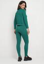 Zielony 3-częściowy Komplet Dzianinowy w Prążki Top Bluza i Legginsy Doulli