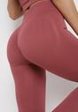 Ciemnoróżowy 3-częściowy Komplet Dzianinowy w Prążki Top Bluza i Legginsy Doulli