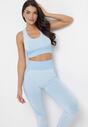Jasnoniebieski 3-Częściowy Komplet Top bez Rękawów Bluza na Suwak i Legginsy Push-Up Aleieve