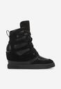 Czarne Sneakersy na Ukrytym Koturnie z Szerokim Wiązaniem Judella