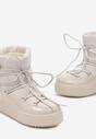 Beżowe Śniegowce na Grubej Podeszwie z Wiązaniem Ziza