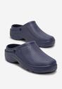 Granatowe Gumowe Kapcie z Futerkiem Nistell