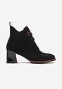 Czarne Botki z Akcentami Koloru na Słupku i Cholewce za Kostkę Sanawa