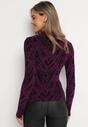 Fioletowa Bluzka z Brokatowym Ornamentalnym Wzorem Oksane
