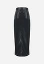 Czarna Spódnica Maxi Ołówkowa z Rozcięciem z Ekoskóry Iney