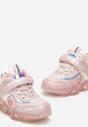 Różowe Buty Sportowe z Serduszkami na Przeźroczystej Podeszwie z Metalicznym Błyskiem Sosephi