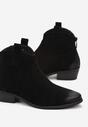Czarne Botki Kowbojki na Płaskim Stożku z Imitacji Zamszu Amolni