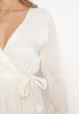 Biała Rozkloszowana Sukienka Mini z Gumką w Pasie Gaiame