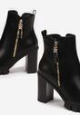 Czarne Botki na Słupku z Zawieszką Bonnemes