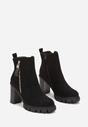 Czarne Botki na Słupku z Zawieszką Bonnemes