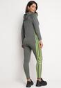 Szaro-Żółty Komplet Sportowy Top Bluza z Kapturem i Legginsy Cexena