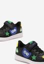 Czarne Buty Sportowe z Rzepem z Kolorowymi Naszywkami Akoppe