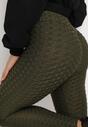 Ciemnozielone Legginsy Push Up Ozdobione Tłoczonym Wzorem Nanoune
