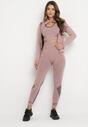 Jasnoróżowy Komplet 3-częściowy z Bluzą i Legginami oraz Topem Olinea