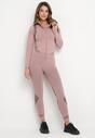 Jasnoróżowy Komplet 3-częściowy z Bluzą i Legginami oraz Topem Olinea