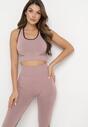 Jasnoróżowy Komplet 3-częściowy z Bluzą i Legginami oraz Topem Olinea