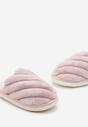 Różowe Klasyczne Wsuwane Kapcie ze Sztucznego Futerka Poletta