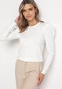 Biały Sweter z Bufiastymi Rękawami Narephine