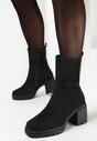 Czarne Botki na Słupku z Protektorem Asellma