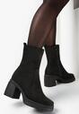 Czarne Botki na Słupku z Protektorem Asellma