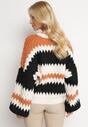 Beżowy Sweter Oversize z Ozdobnym Wzorem Dzianiny Mexio