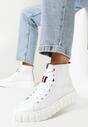 Białe Sneakersy ze Skóry Naturalnej na Platformie Kerima
