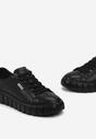 Czarne Skórzane Sneakersy na Platformie Peuria