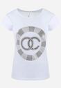 Biały Bawełniany T-shirt z Metalicznym Nadrukiem Lapur