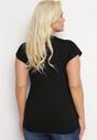 Czarny Bawełniany T-shirt z Metalicznym Nadrukiem Lapur