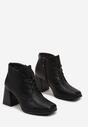 Czarne Sznurowane Botki na Słupkowym Obcasie z Kwadratowym Noskiem Odetania