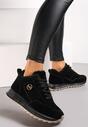 Czarne Sneakersy na Platformie z Futerkiem Egiapia