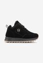 Czarne Sneakersy na Platformie z Futerkiem Egiapia