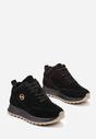 Czarne Sneakersy na Platformie z Futerkiem Egiapia