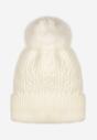 Biała Dzianinowa Czapka z Pomponem Liebgard