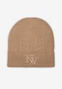 Ciemnobeżowa Czapka Beanie Ozdobiona Haftowanymi Literami Gogomi