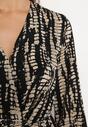 Czarna Kopertowa Sukienka Mini Print Imitujący Skórę Węża Sandilla