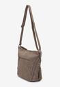 Ciemnobeżowa Torebka z Ekoskóry z Frędzlami na Regulowanym Pasku Deronitta