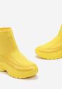 Żółte Sneakersy na Grubej Podeszwie ze Skarpetkową Cholewką Pinkia