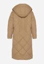 Ciemnobeżowa Kurtka Płaszcz z Geometrycznym Pikowaniem Johnatta