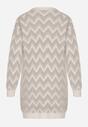 Szary Niezapinany Kardigan Przed Kolano w Paski Chevron Afesura