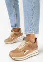 Ciemnobeżowe Sneakersy na Ukrytym Koturnie i Platformie Nencca