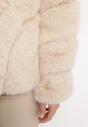 Beżowa Futrzana Kurtka z Kapturem Daviella