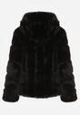 Czarna Futrzana Kurtka z Kapturem Daviella