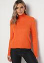 Pomarańczowy Sweter z Golfem i Elastycznej Dzianiny Vuzzema